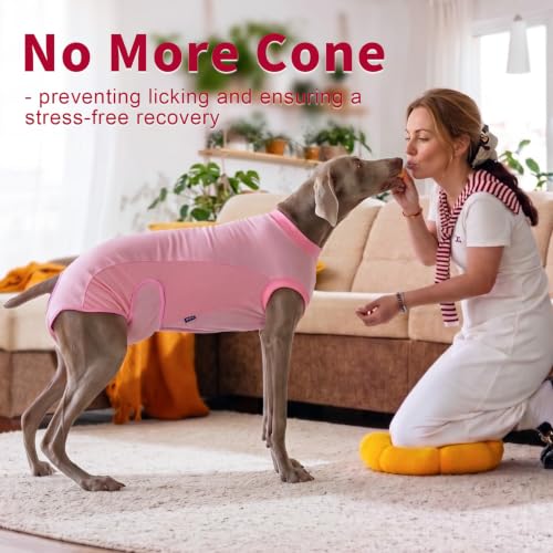 Image of Dog Surgery Recovery Suit,Dog Recovery Suit After Surgery for Female Spay Male Neuter,Soft Anti Licking Recovery Suit for Dogs,Dog Onesie for Abdominal Wounds,Pink,S