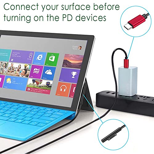 Câble de charge USB C pour Surface Pro 44W à fixation magnétique stable - 5