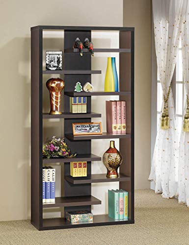 Coaster Furniture Modern 8 Shelf Bookcase Etagere Composite Wood Bookshelf Staggered Fixed Shelves Cappuccino Brown 800265 - Image 3