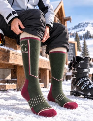 Juclise Alpaca Wool Ski Socks Heavyweight Winter Socks for Men and Women Warm Durable - Image 2