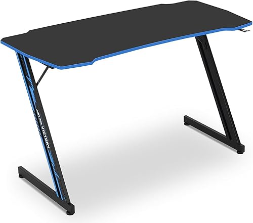 Miniatura 9 de Z-Shaped Gaming Computer Desk - 47" Large Gaming Table with Carbon Fiber Surface, Sturdy Metal Frame, Blue Azul,Rojo -