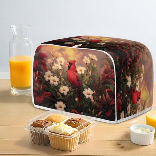 Image of Talayituse Lily Cardinal Print Toaster Cover 4 Slice Wide Slot, Lightweight Bread Maker Cover Dust Protection Washable Appliance Bag, M