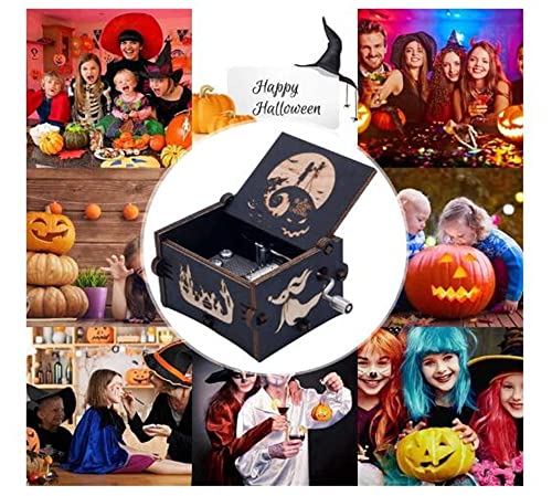 Miniatura 7 de Cuzit Caja De Música De Madera Con Texto En Inglés This Is Halloween Tune The Nightmare Before Christmas Grabada Con Manivela De Mano, Caja Musical De Madera