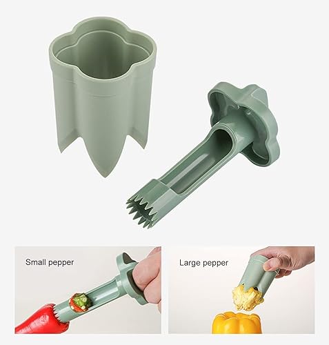 Miniatura 4 de Removedor de semillas de pimienta, herramienta de extracción de descorazonador de semillas de pimienta, cortador de núcleo de pimiento morrón, 2 en