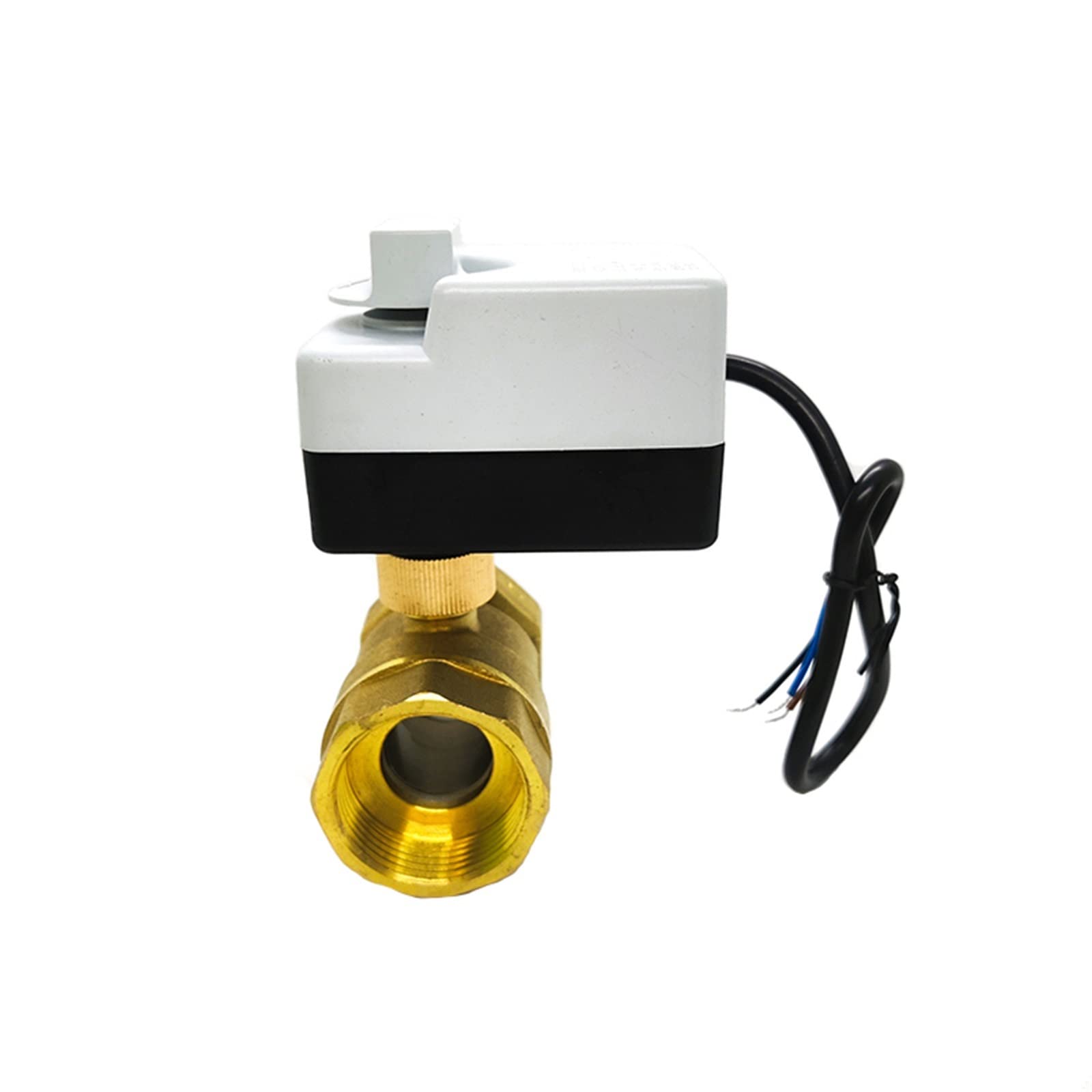 Válvula de bola motorizada de latón de 3 cables, actuador eléctrico de dos controles, 3 vías/2 vías con interruptor manual (tamaño: DN25, color: 220VAC_2 vías)