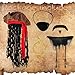 Cosrea Pirate Hat for Men Pirate Costume with Eye Patch Earring Mustache Accessories