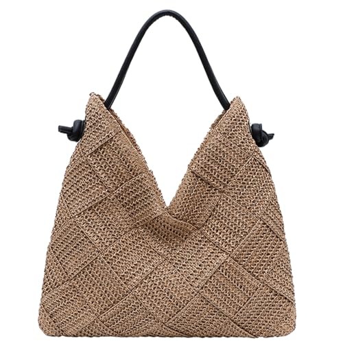 Bolso playero de mujer estilo hobo tejido en paja miniatura 1