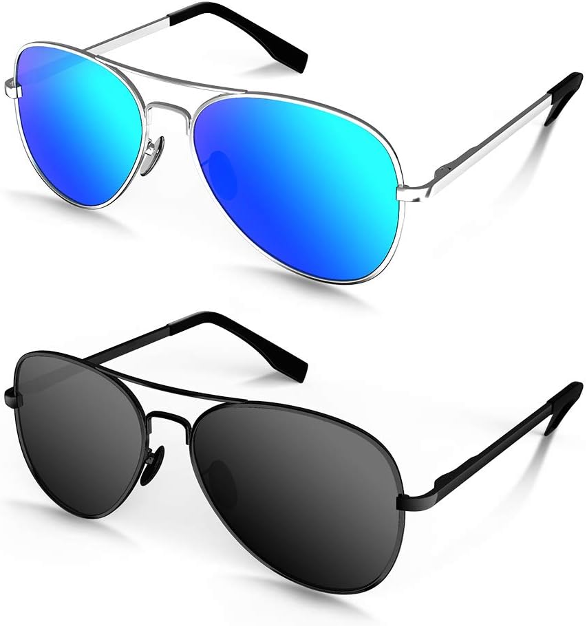 MOTOEYE Polarized Aviator Sunglasses for Kids Girls Boys Children Pack of 2 from 4 to 15 years old