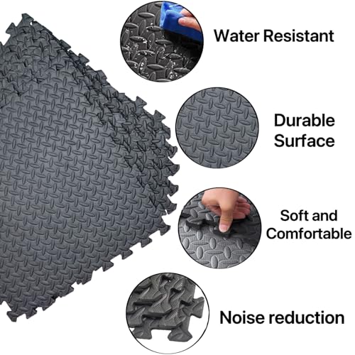 Puzzle Exercise Mat, Alfombrillas de Piso de Espuma EVA entrelazadas para Protección, Alfombrilla de Espuma para Hogar y Gimnasio o Área de Juego Infantil (24 piezas, 20x20 in) miniatura 6