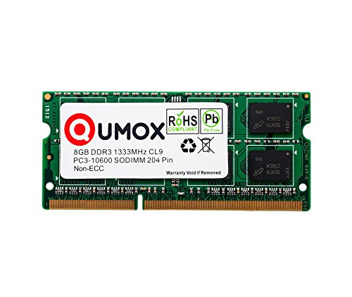 QUMOX RAM 8GB Memoria SO-DIMM DDR3 1333 PC3-10600 PC3 204pin CL9 para Ordenador portátil
