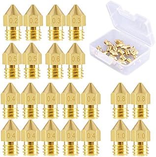 SIQUK 22 Pieces 3D Printer Nozzles MK8 Nozzle 0.2mm, 0.3mm, 0.4mm, 0.5mm, 0.6mm, 0.8mm, 1.0mm Extruder Print Head with Free Storage Box for 3D Printer Makerbot CR-10