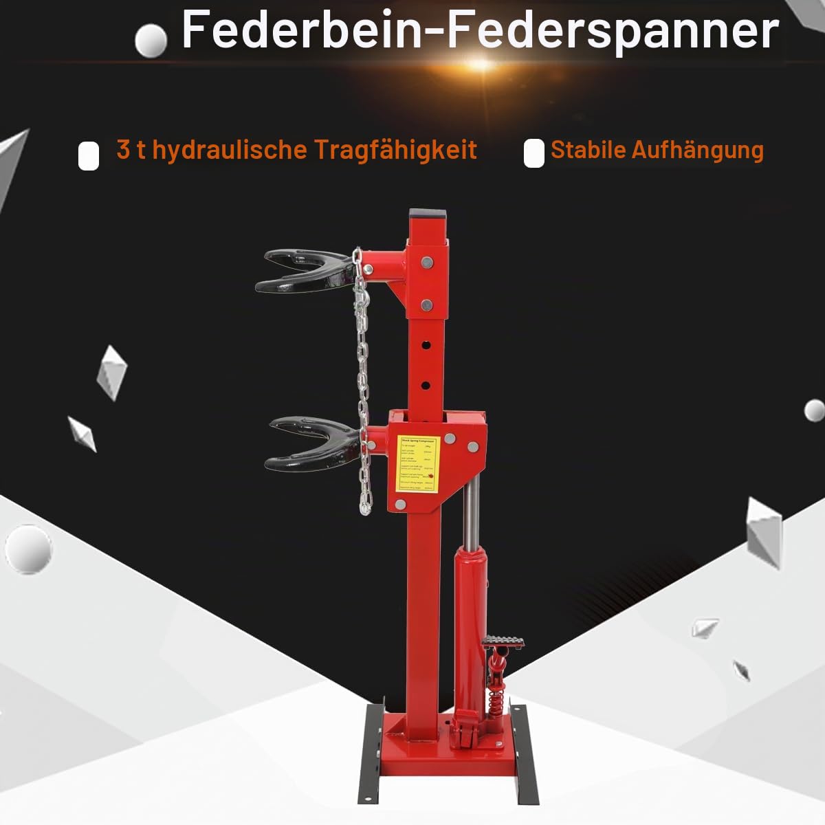 Federspanner KFZ 3T Stoßdämpfer Werkzeug für Auto Kapazität, Kompressor Hydraulischer Stoßdämpfer Strut Feder Autos Stoßdämpferpresse Kit, mit 7 Löchern für Höhenverstellbares Pedal 495–820mm