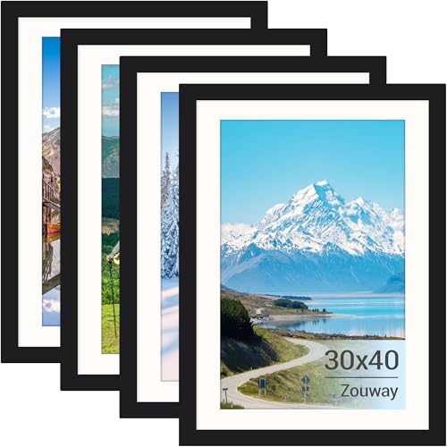 Zouway 4 Stück Bilderrahmen 30x40 Schwarz, Rahmen 30x40 mit Plexiglas, 30x40 cm Bilderrahmen für Fotos, Bilder, Poster (Schwarz, 30 x 40 cm)