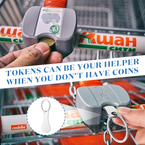 Image of Shimeyao 4 Pcs Portable Aluminum Alloy Keyring Shopping Cart Trolley Tokens Quarter Keychains Gift for Men Women Valentines