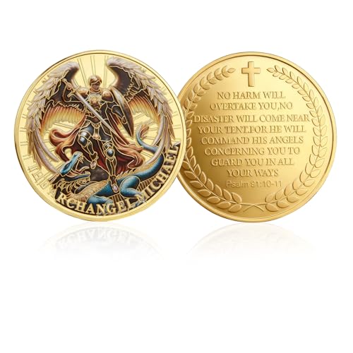 The Archangel Michael Watches Over Us Challenge Coin with Psalm 91:10-11
