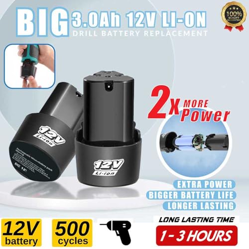 Image of 12V Universal Rechargeable Lithium-Ion Replacement Battery for Cordless Drill Scerwdriver Drilling Machines OD121 (1Pcs 12V Lithium-ion Battery 1.5Ah)