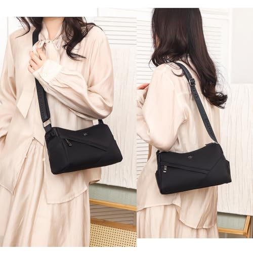 Image of Eslcorri Lightweight Nylon Crossbody Bag for Women, 3 Pocket Casual Shoulder Purse with Adjustable Strap for Travel Daily Use | Well-organized