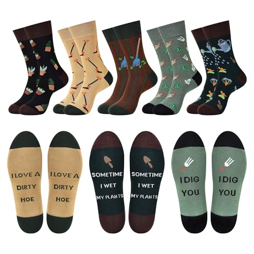 Belloxis Gardening Gifts for Men Garden Plant Socks for Nature Lovers Unique Fun Funny Mens Man Male Thanksgiving Presents for Dad Husband Grandpa Crew Cotton Holiday Socks Christmas Stocking