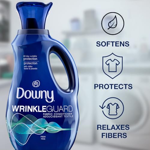 image for Downy Wrinkleguard Laundry Fabric Softener Liquid, Fresh Scent, Two 48
