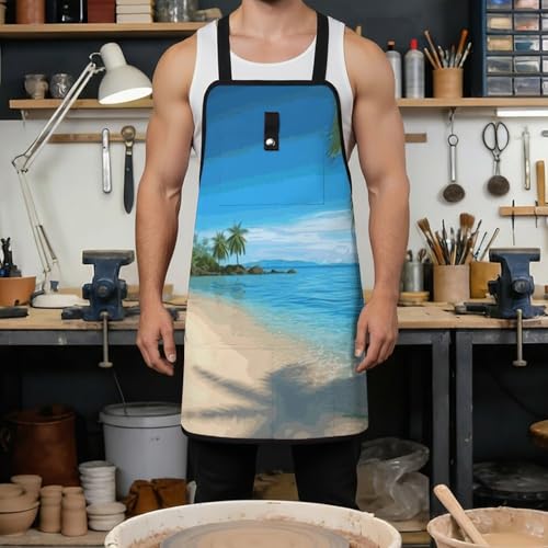 Delantal de trabajo con 8 bolsillos y diseño hawaiano miniatura 4