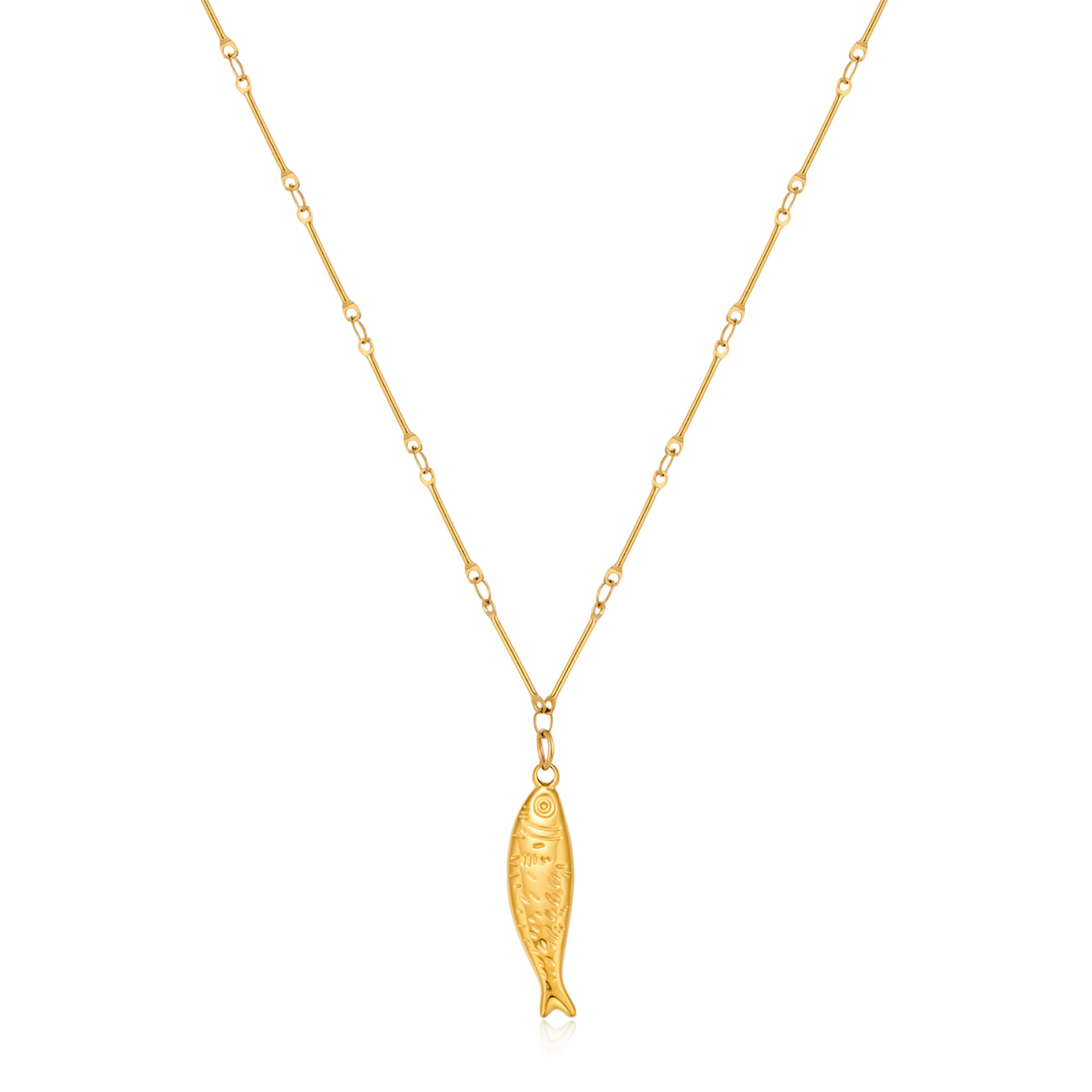 FAMARINE Gold Fish Pendant Necklaces for Women Dainty Fish Drop Necklace Beach Charm Jewelry