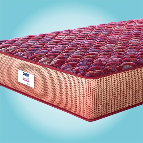 Image of peps Springkoil Bonnell 6-inch Single Size Spring Mattress (Maroon, 84x30x06) with 1 Free Pillow