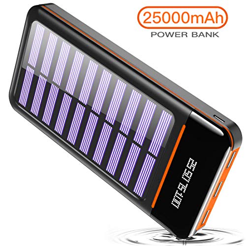 Solar Power Bank 25000mAh Portable Charger Battery High Capacity with Digital Display LCD