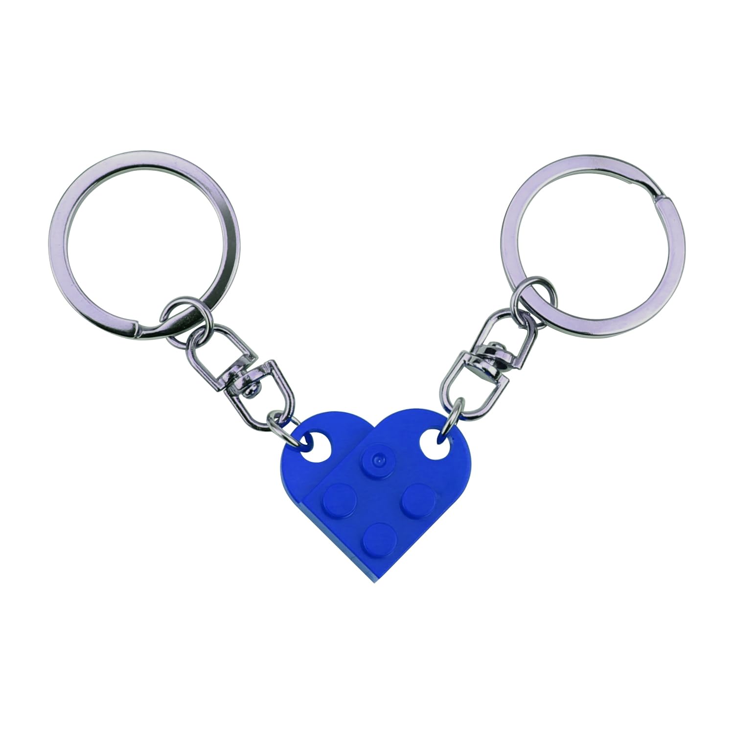 Rumyve Blue Heart Key Ring Set,Heart Brick Keychain,Couple Keyrings Keychain Matching Heart Keyring,Couple Keyrings Valentine's Day Gift For Girlfriend Boyfriend(Blue)