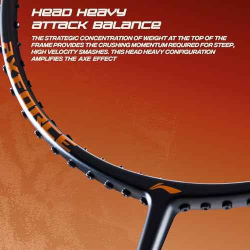 Image of Li-Ning Axforce Tiger Strung Badminton Racquet for Professional Players| 32 LBS Max Tension | Head Heavy | 7mm Flexible Shaft | Carbon Fibre Frame
