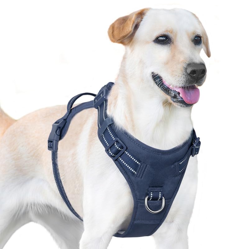 Sunraymascota Dog Harness Medium Oxford Fabric No Pull Dog Harness,4 Adjustable Points for Easy Fit,2 Leash Attachments for Training and Walking,Fits Small Medium Large Dogs(Prussian Blue,XS)