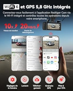REDTIGER 4K Dashcam Voiture Avant Arriere, STARVIS 2 Sensor with 64GB Card,4K/2.5K+1080P Dual Camera Voiture Built-in WiFi,GPS, 3.18" IPS, 170° Wide-Angle,24/7 Parking Surveillance, Loop Recording,WDR