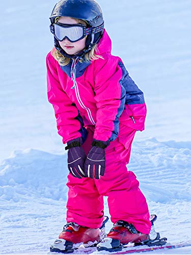 Image of SATINIOR 2 Pairs Kids Waterproof Winter Snow Gloves Ski Gloves for Boy Girl Outdoor Warm Thickening Snowboard