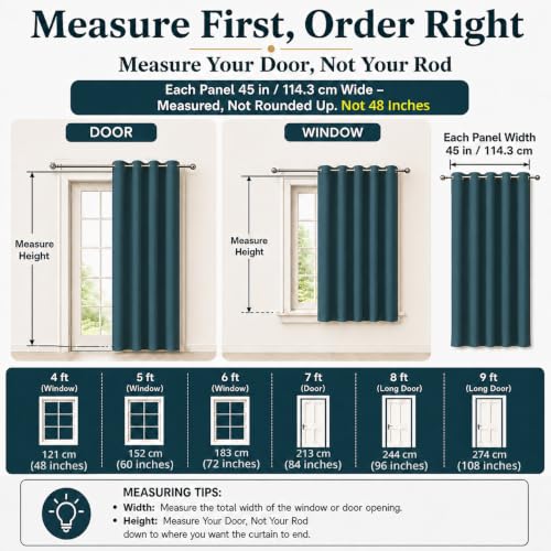 Image of Homestan Blackout Long Door Curtains 8 Feet Set of 2, Prussianblue