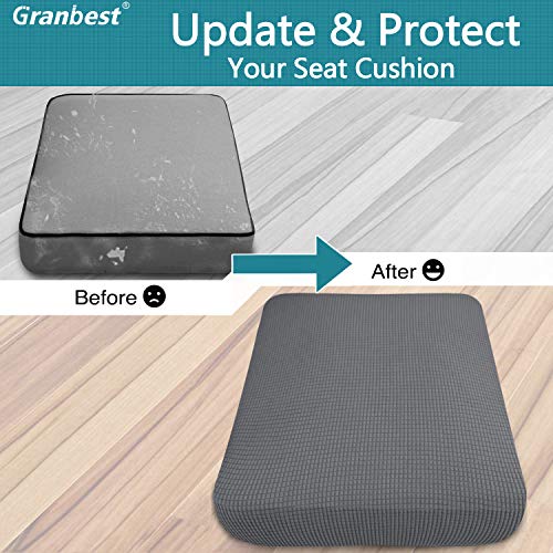 Granbest High Stretch Sofa Seat Cushion Cover Super Soft Couch Seat Cover Sofa Cushion Protector Jacquard Spandex Fabric with Elastic Bottom(3-Piece 3 seater,Grey) - Image 6