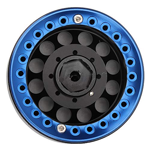 BTIHCEUOT Beadlock Wheel Rims, Aluminium Beadlock Wheel Rims Hubs 4Pcs Rc Accessories Rc Crawler Rims 1.9In Rc Wheel Hub, for Scx10 1/10 Rc Crawler Car(Black Blue)