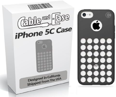Cable And Case 5C Cases Circle Dot Holes Soft Skin Case for iPhone 5C - Retail Packaging - Black