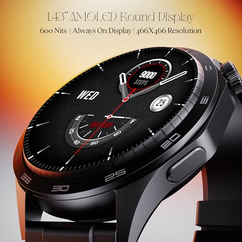 Image of boAt Luxury Smart Watch Enigma Radiant W / 1.43 inch(3.63 Cm) AMOLED Display, Functional Crown, BT Calling, Upto 6 Days Battery, Sports Modes, Guided Breathing, Smart Watch for Men & Women, Black