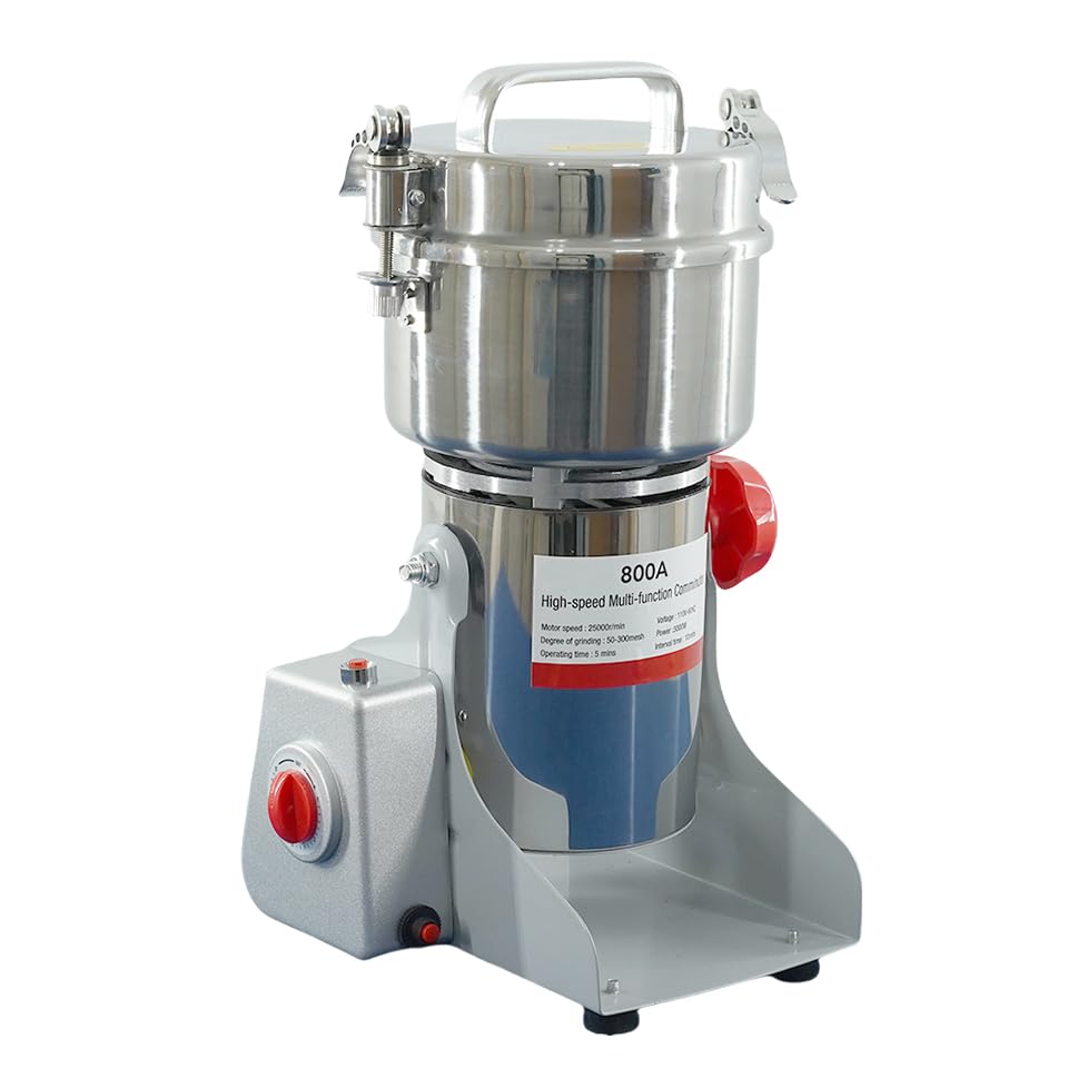 AISTAN 800g Electric Grain Grinder Mill 3000W High-Speed Spice Herb Grinder Commercial Superfine Machine Dry Cereals Pulverizer CE 110V