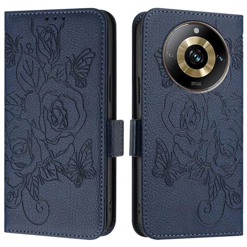 Étui Realme Narzo 60 Pro : housse portefeuille en cuir bleu avec dragonne