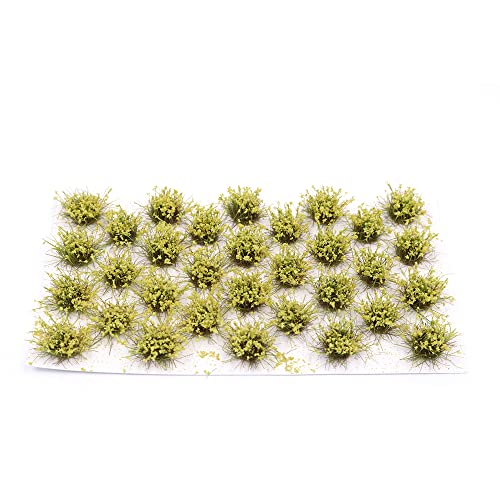Tiardey 32pcs Touffe d'herbe Statique 8 mm Auto-Adhésif Statique Herbe Chemin De Fer Gazon Artificiel Modélisation Wargaming Terrain Modèle - Jaune Clair Cover