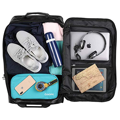 Gonex Rolling Duffle Bag with Wheels, 70L Water Repellent Wheeled Travel Duffel Luggage with Rollers 26 inch, Black
