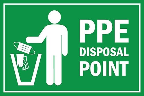 PPE disposal point, informational sign - 1mm flexible Plastic sign (200mm x 150mm)