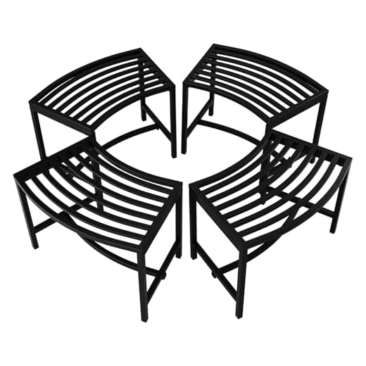 VINGLI Curved Metal Fire Pit Bench Set