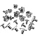 RUBYCA 100 Sets Silver Hexagon Spike and Studs Metal Screw-Back Hexagonal DIY Leather-craft 8mm X 10mm