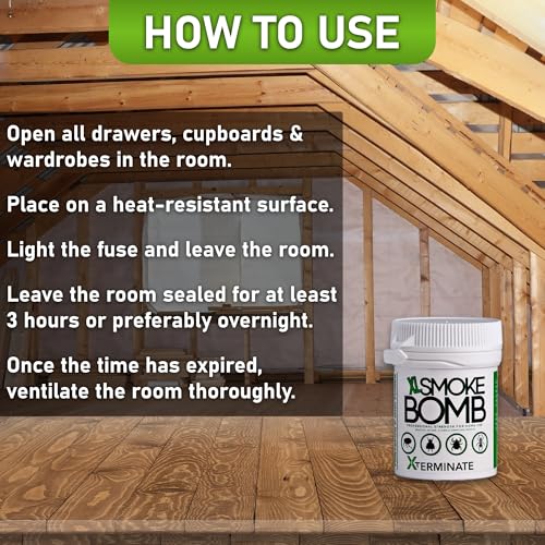 Xterminate XL 11g Smoke Bomb Fogger Killer For Fleas, Bed bug, Carpet Moths, Cluster Fly, Silverfish, Carpet Beetle Insects (HSE Approved And Tested) (4 x 11g)