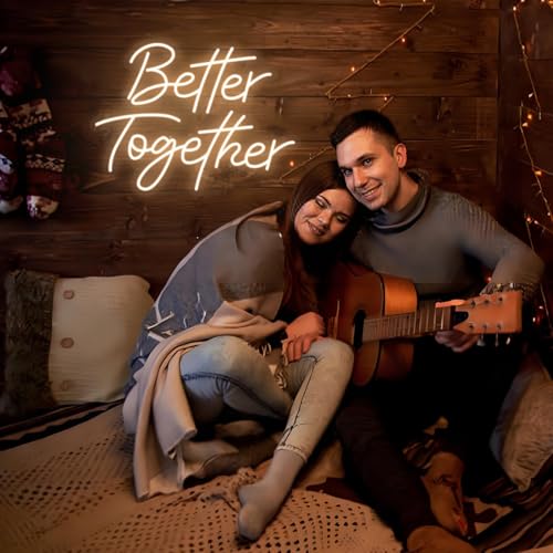 Image of Better Together LED Neon Sign for Wedding 16.5 x 12.4 inch | Neon Light Gift for Wall Party Decor,Bedroom Room ,Wedding Engagement Anniversary Bridal Shower Backdrop Decororations
