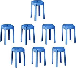 Stackable Stools 8 Set 18 Inch Height Plastic Backless Stools Round Multi-Color Available Nesting Stools Portable Bar Stool with Non-Slip Silent Base for Classroom School Home Office NavyBlue