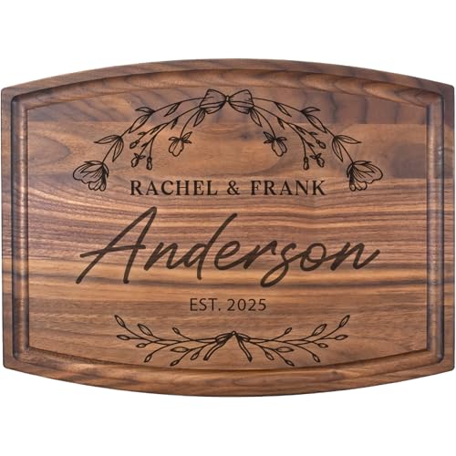 Tabla de cortar rectangular de nogal premium personalizada – grabado a medida, regalo de Navidad para parejas y familias miniatura 1