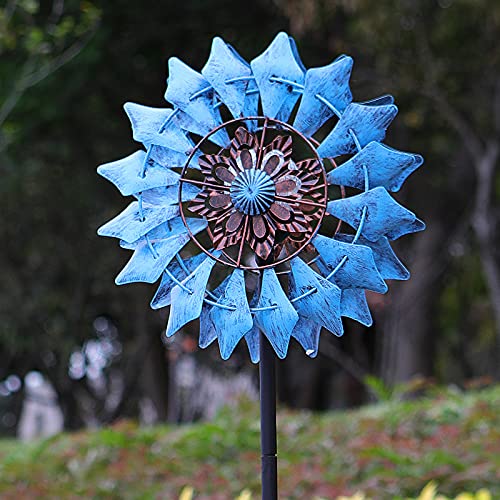 Solar Wind Spinner - Solar Powered Glass Ball 75In Multi Color Seasonal Led Lighting With Kinetic Dual Direction Metal Sculpture Construction For Outdoor Yard Lawn & Garden #TOP6