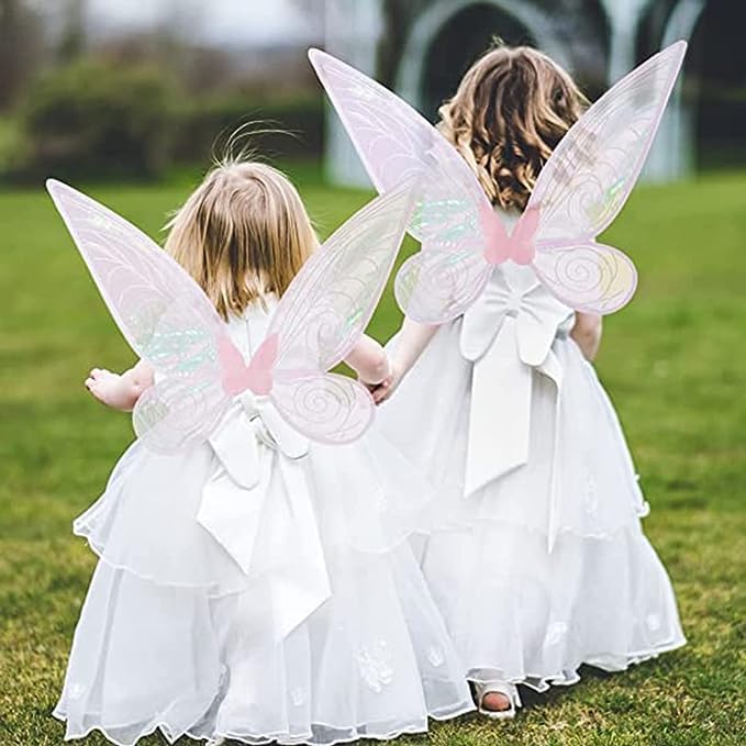 Miniatura 2 de Nenrte Alas de hadas para niñas, alas de mariposa para niñas, alas de ángel transparentes brillantes, disfraz de hada para mujer, disfraz de fiesta